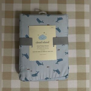 NWT Cloud Island Blue Whale Crib Sheet Ocean Theme Nursery